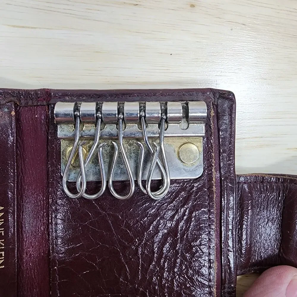 Vintage Anne Klein St Thomas Leather Key Holder Wallet Brown 5 Hook Case 4x3